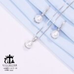 نیم ست نقره میکرو مرواریدی کد 16609 - تصویر 3