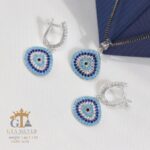 نیم ست نقره میکرو طرح چشم نظر کد 16326 - تصویر 4