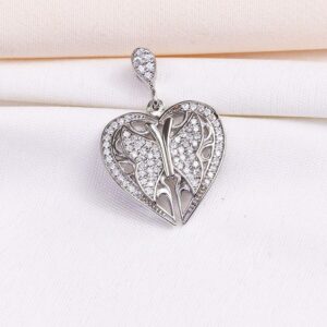 مدال نقره میکرو طرح پروانه و قلب کد 21448