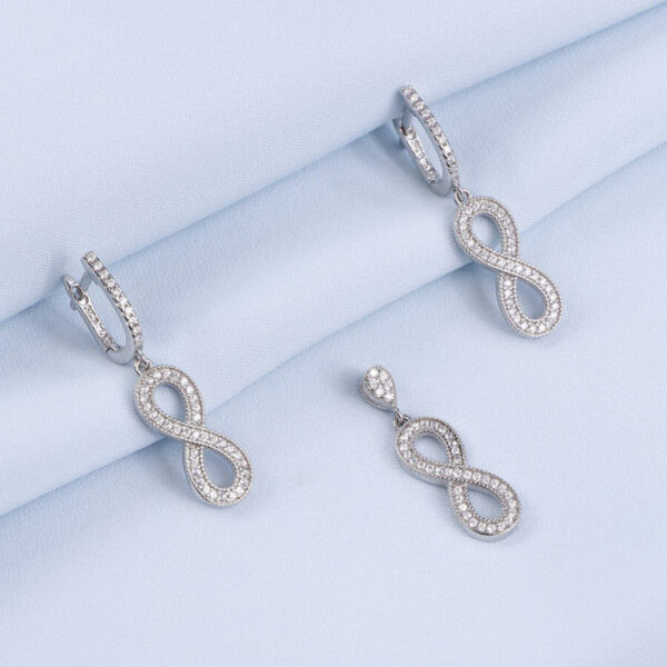 نیم ست نقره میکرو طرح بی‌نهایت کد 16350 - تصویر 2