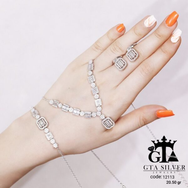 سرویس نقره میکرو زنجیری طرح امرالدکات کد 12113 - تصویر 4