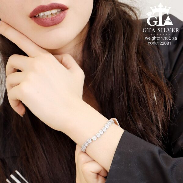 دستبند نقره میکرو طرح فلاور کد 22081 - Image 2