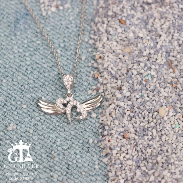 مدال نقره زنانه قلب بالدار میکرو کد 21930 - Image 3