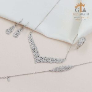 سرویس نقره زنانه ظریف میکرو زنجیری کد 12139