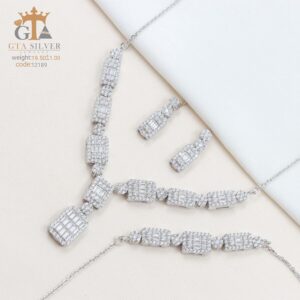 سرویس نقره میکرو زنجیری طرح امرالدکات کد 12189