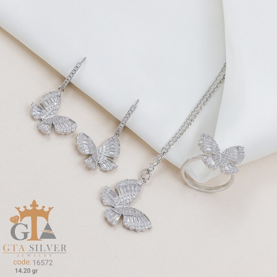 067ead88-84fb-42da-b250-1abd33651fe3.jpg نیم ست نقره میکرو طرح پروانه کد 16572 - Image 1