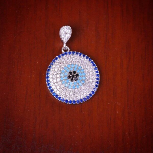 مدال نقره میکرو رنگی چشم نظر کد 21398 - تصویر 2