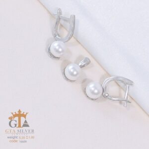 نیم ست نقره میکرو مرواریدی کد 16609