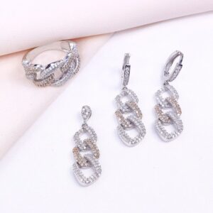 نیم ست نقره میکرو رنگی طرح کارتیر کد 16286