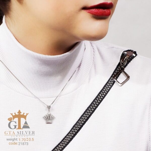 مدال نقره میکرو طرح تاج کد 21873 - Image 2