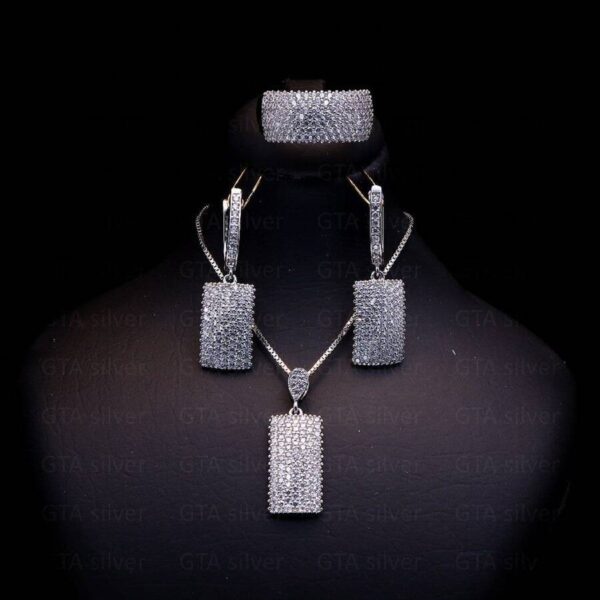 نیم ست نقره میکرو طرح پرنس کد 16038 - Image 3