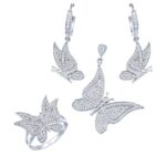 نیم ست نقره میکرو طرح پروانه کد 16133 - Image 3