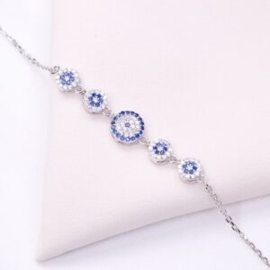 دستبند نقره میکرو چشم نظر کد 22041