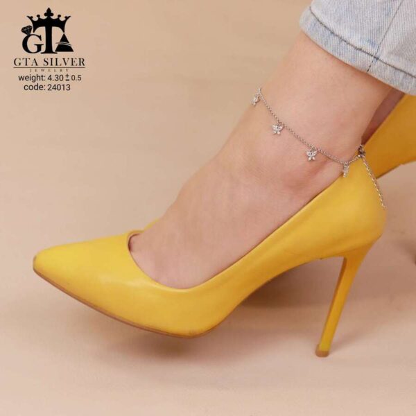 پابند نقره سوپرمیکرو طرح پروانه کد 25013 - تصویر 2