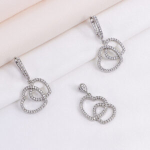 نیم ست نقره میکرو طرح جفت قلب کد 16322