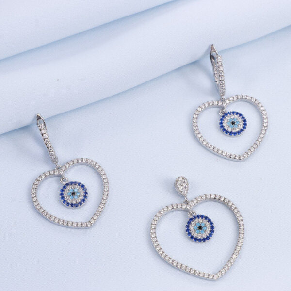 نیم ست نقره میکرو طرح چشم نظر کد 16321 - Image 2