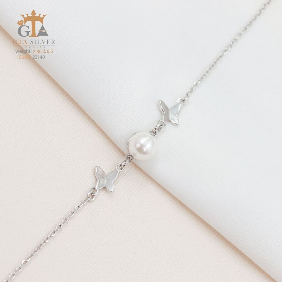 0c42cd52-809e-40f1-9777-4a75c464da4e.jpg دستبند نقره میکرو طرح پروانه مروارید دار کد 22140 - Image 1