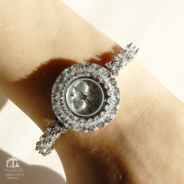 ساعت نقره جواهری روکش رادیوم کد 19142 - Image 2