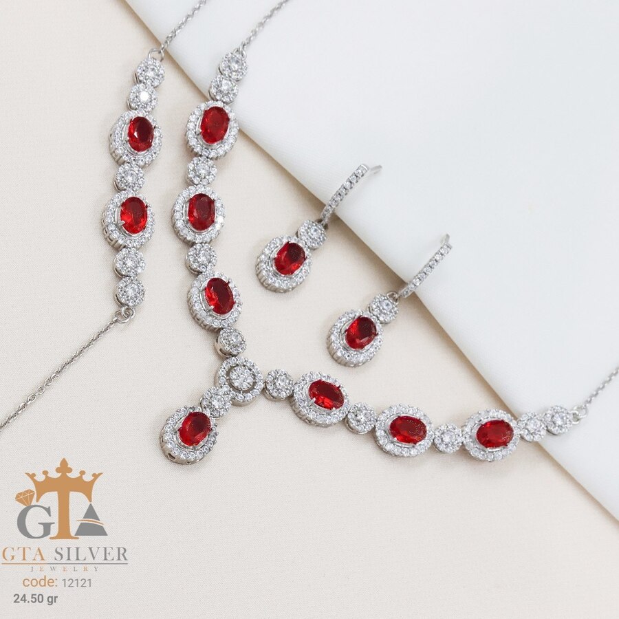 0dd7f57b-45f4-49e6-a04c-d34bf3dd4464.jpg سرویس نقره طرح جواهر میکرو زنجیری کد 12121 - Image 1