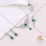 سرویس نقره نگین سبز میکرو زنجیری کد 12142