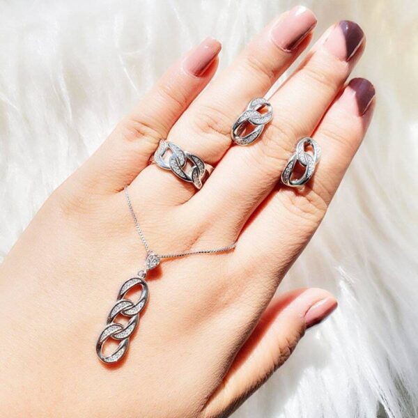 نیم ست نقره میکرو طرح کارتیر کد 16175 - تصویر 2