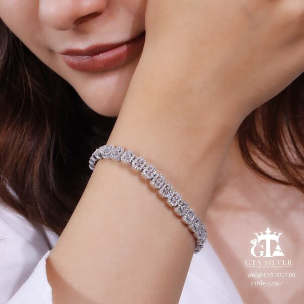 دستبند نقره زنانه میکرو طرح امرالدکات کد 22067 - تصویر 2