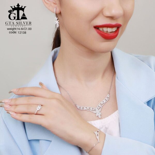 سرویس نقره زنانه ظریف میکرو زنجیری کد 12138 - تصویر 2