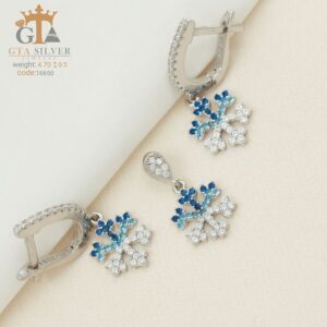 نیم ست نقره میکرو طرح دونه برف کد 16650