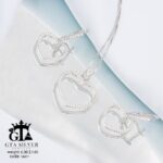 نیم ست نقره میکرو طرح قلب کد 16611 - Image 3