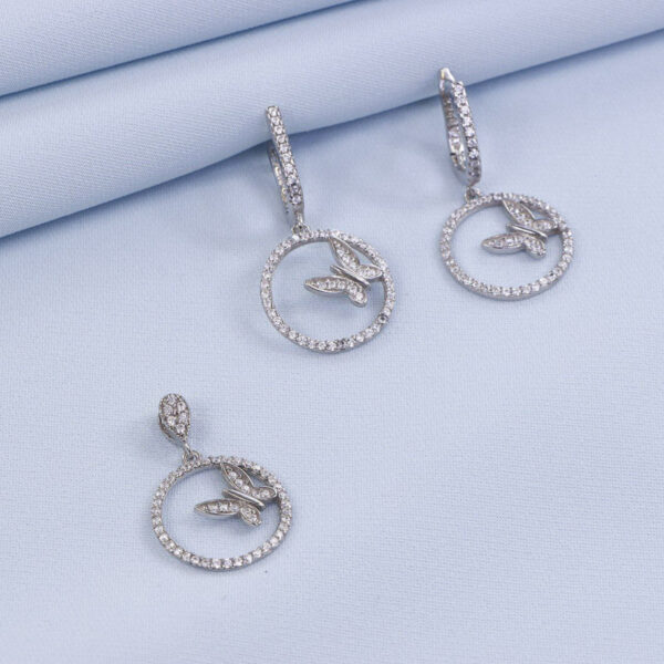 نیم ست نقره میکرو طرح پروانه کد 16370 - Image 2