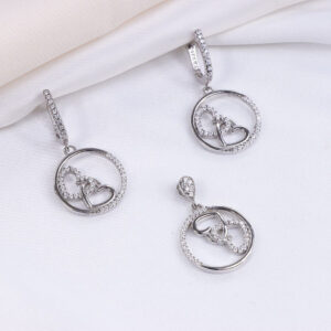 نیم ست نقره میکرو طرح قلب کد 16336