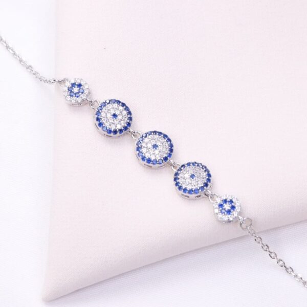 دستبند نقره میکرو چشم نظر کد 22044 - تصویر 2