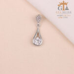 مدال نقره زنانه اشکی تک نگین میکرو کد 21936