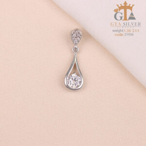 مدال نقره زنانه اشکی تک نگین میکرو کد 21936