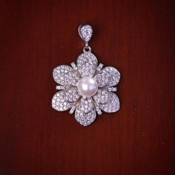 مدال نقره میکرو مروارید دار کد 21544 - Image 2