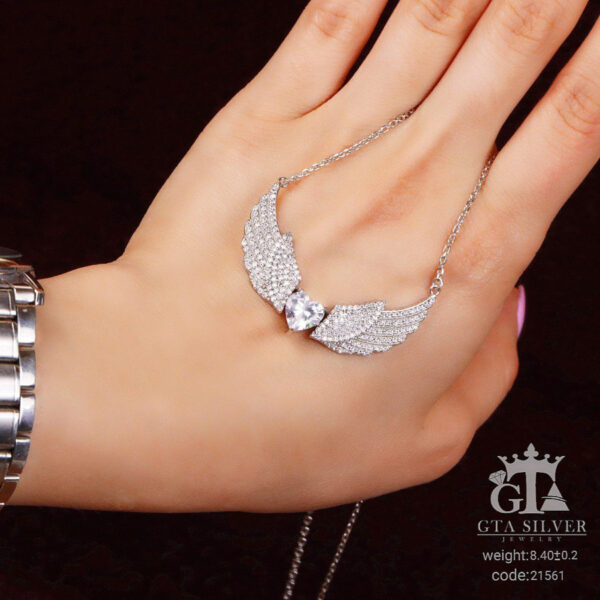 مدال نقره میکرو طرح قلب بالدار کد 21561 - تصویر 2