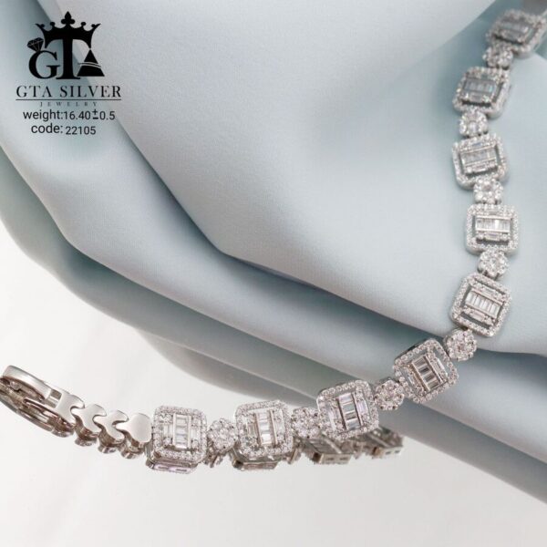 دستبند نقره میکرو طرح امرالدکات کد 22105 - Image 3