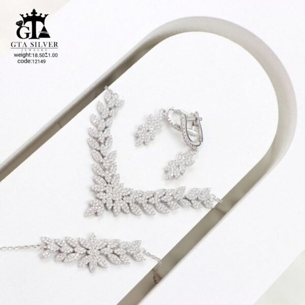 سرویس نقره زنانه طرح برگ زیتون مدل میکرو زنجیری کد 12149 - تصویر 3