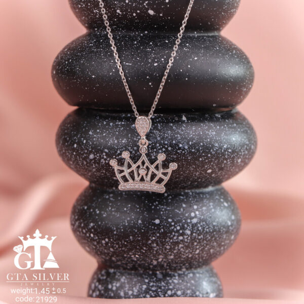 مدال نقره زنانه تاج میکرو کد 21929 - Image 3