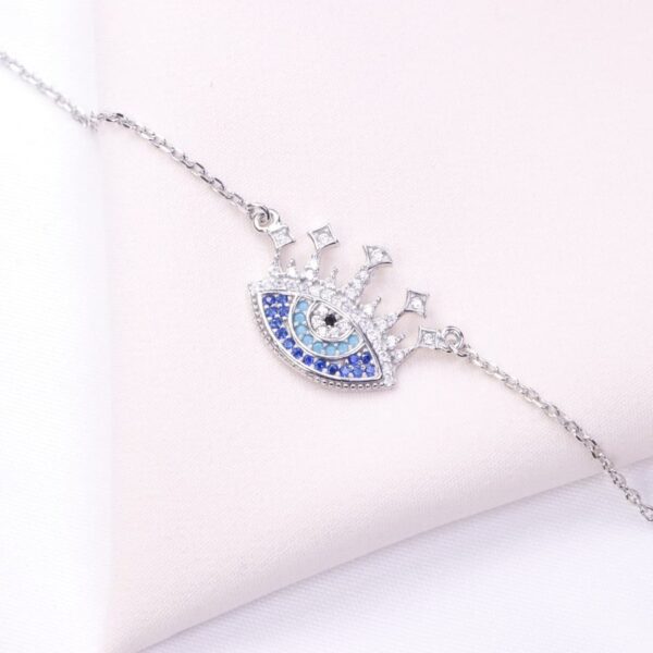 دستبند نقره میکرو چشم نظر کد 22042 - Image 2