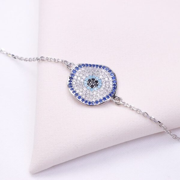 دستبند نقره میکرو چشم نظر کد 22035 - Image 2