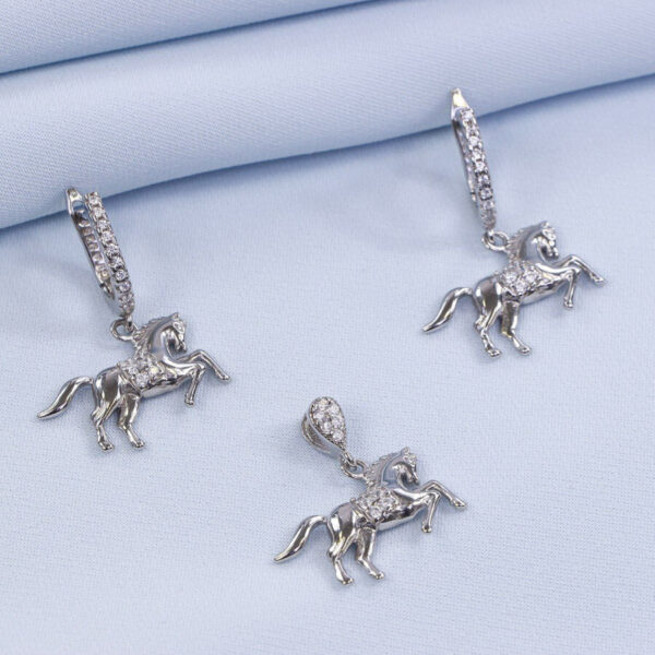 نیم ست نقره میکرو طرح اسب کد 16384 - Image 2