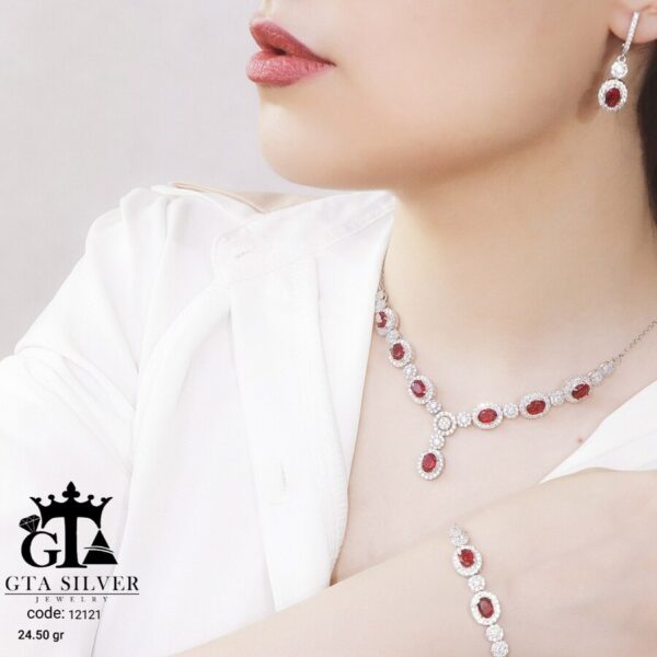 سرویس نقره طرح جواهر میکرو زنجیری کد 12121 - Image 2