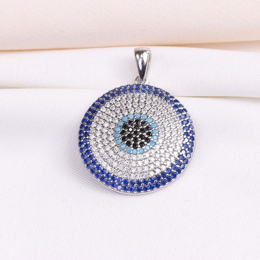 19944f68-7a5d-4fbd-aceb-17bc457fb905.jpg مدال نقره میکرو رنگی چشم نظر کد 21398 - تصویر 1