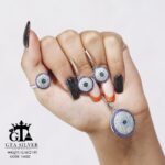 نیم ست نقره میکرو طرح چشم نظر کد 16602 - تصویر 4