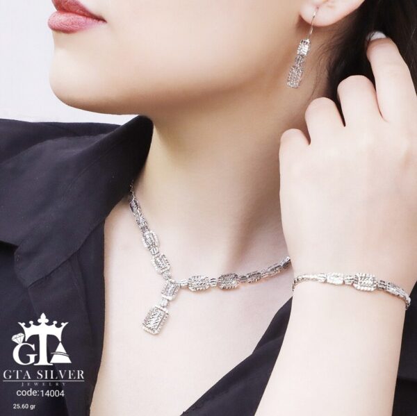 سرویس نقره تراش بدون نگین طرح امرالدکات کد 14004 - Image 2