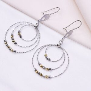 گوشواره نقره آویز گوی‌دار کد 25004