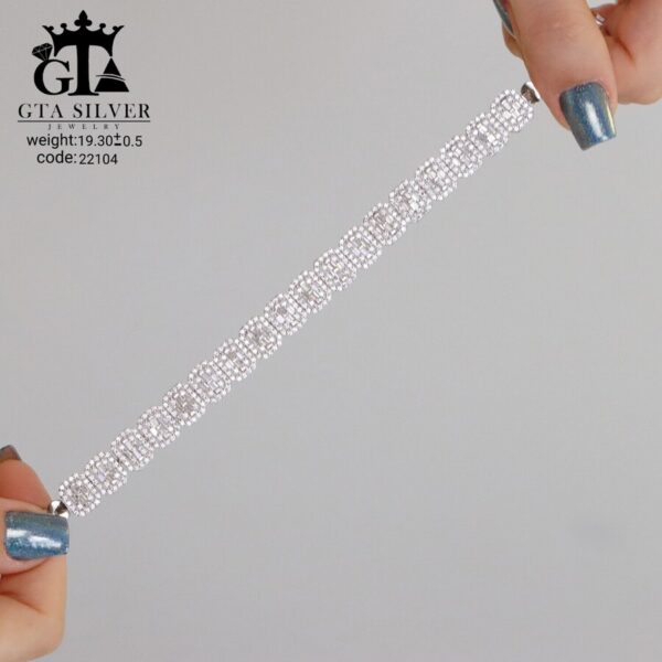 دستبند نقره میکرو طرح امرالدکات کد 22104 - Image 3