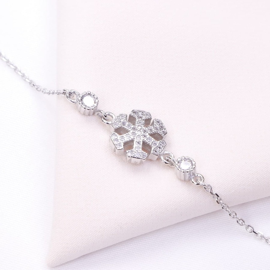 1f989935-9885-4002-a89e-878ef4c95c0e.jpg دستبند نقره میکرو طرح دانه برف کد 22033 - Image 1