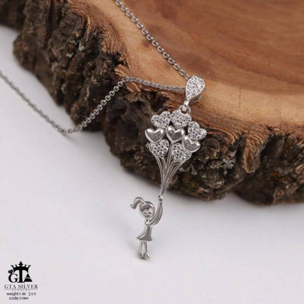 مدال نقره زنانه دختر بادکنکی میکرو کد 21964 - Image 3